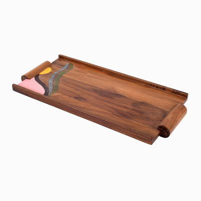 Brown - Leaf Patterns Rectangular Serving Trays (16.5x7.5x1)