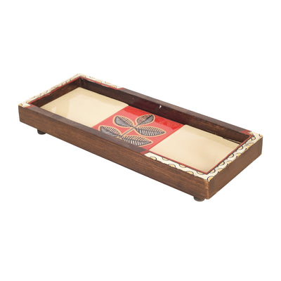 Beige - Mango Wood Handcrafted Mosaic Tray (Set of 2)