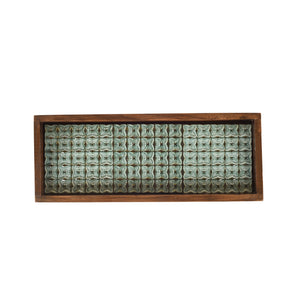 Brown - Mango Wood Handcrafted Jade Mosaic Rectangular Tray (12.5 x 5 in)
