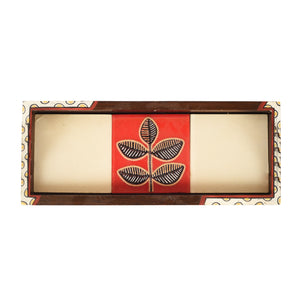 Beige - Mango Wood Handcrafted Raspberry Flora Rectangular Tray (12.5 x 5 in)