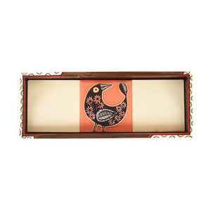 Beige - Mango Wood Handcrafted Cuckoo Rectangular Tray (12.5 x 5 in)