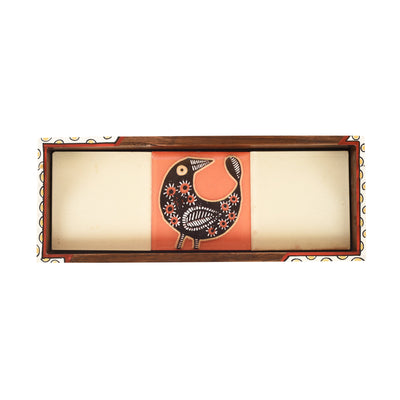 Beige - Mango Wood Handcrafted Cuckoo Rectangular Tray (12.5 x 5 in)