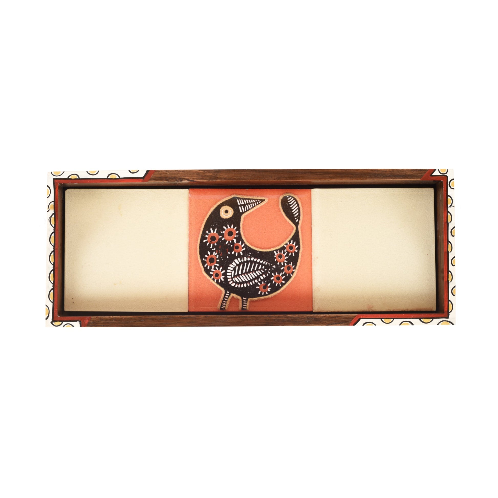 Beige - Mango Wood Handcrafted Cuckoo Rectangular Tray (12.5 x 5 in)