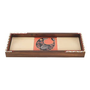 Beige - Mango Wood Handcrafted Cuckoo Rectangular Tray (12.5 x 5 in)