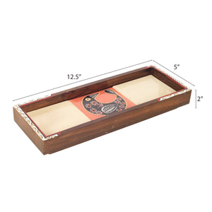 Beige - Mango Wood Handcrafted Cuckoo Rectangular Tray (12.5 x 5 in)