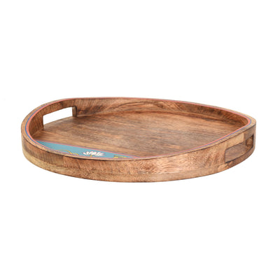 Brown - Pichhwai Leela Round Serving Tray (Set of 2)