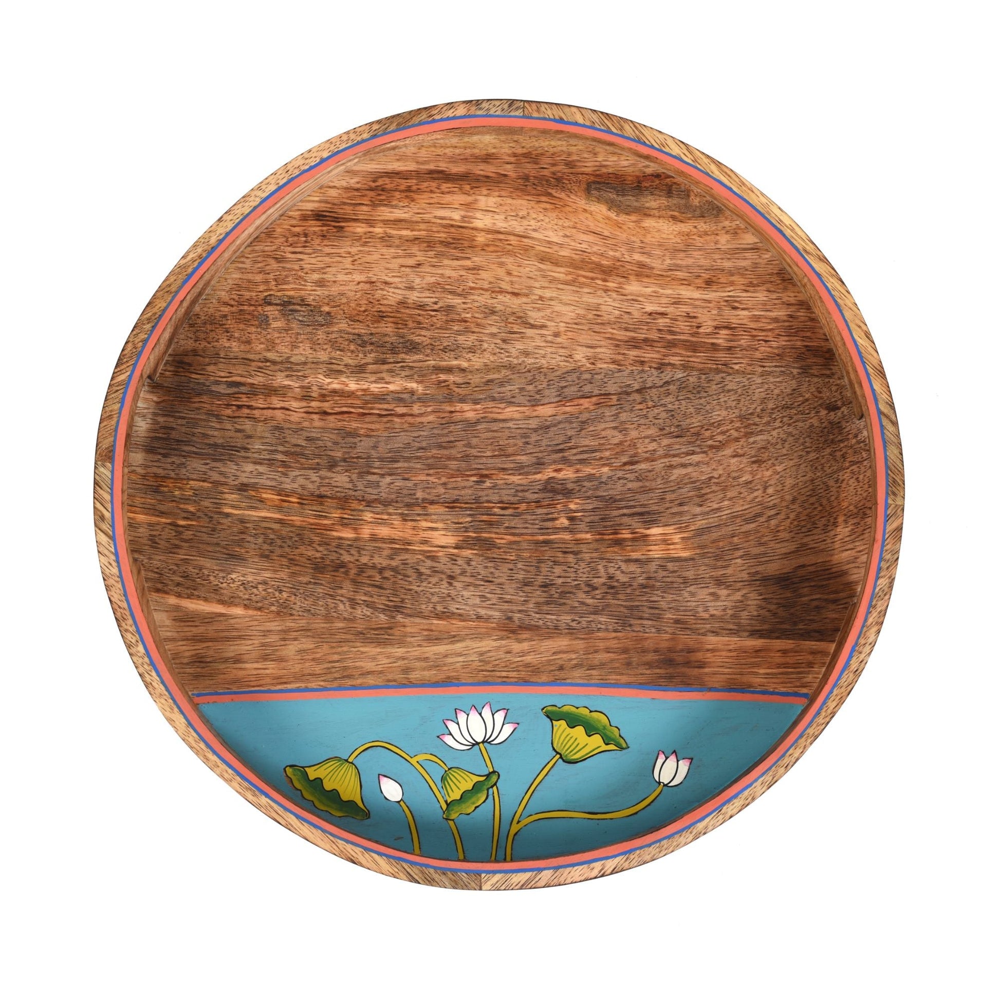 Brown - Pichhwai Leela Round Serving Tray (Set of 2)