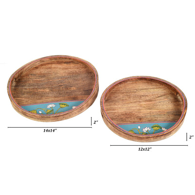 Brown - Pichhwai Leela Round Serving Tray (Set of 2)