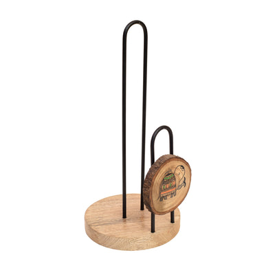 Brown - Mango Wood Handcrafted Tissue Roll Holder with Madhubani Art