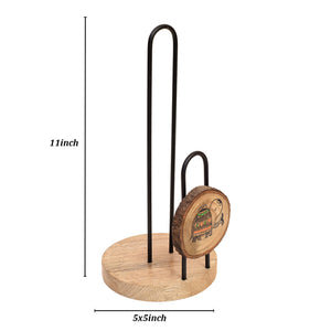 Brown - Mango Wood Handcrafted Tissue Roll Holder with Madhubani Art