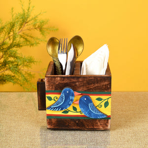 Brown - Love Birds Cutlery Holder Small (4.5x4x4)