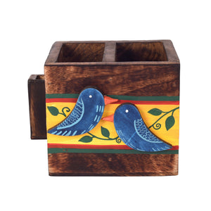 Brown - Love Birds Cutlery Holder Small (4.5x4x4)