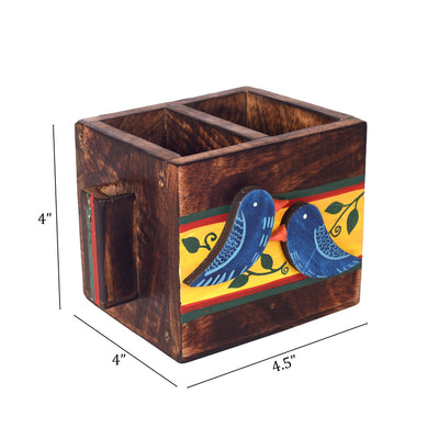 Brown - Love Birds Cutlery Holder Small (4.5x4x4)