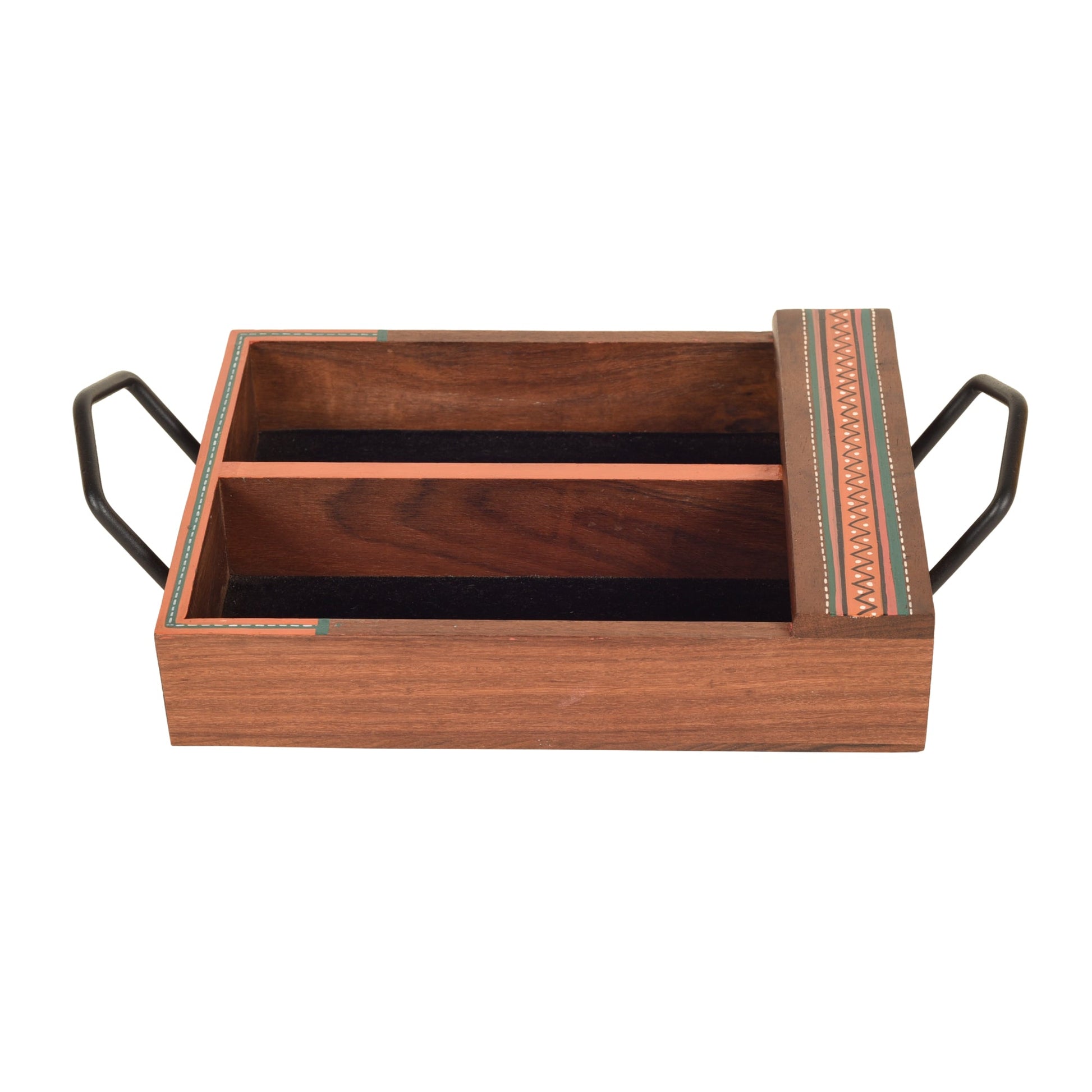Brown - Mango Wood Handcrafted Cutlery Tray (12 x 7 in)