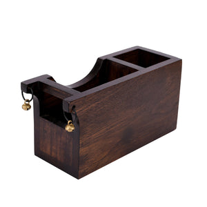 Brown - Cutlery Holder Handcrafted in Wood with Madhubani Art (8x3.5x4