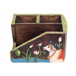 Brown - Pichhwai Dhenu Cutlery Storage Stand