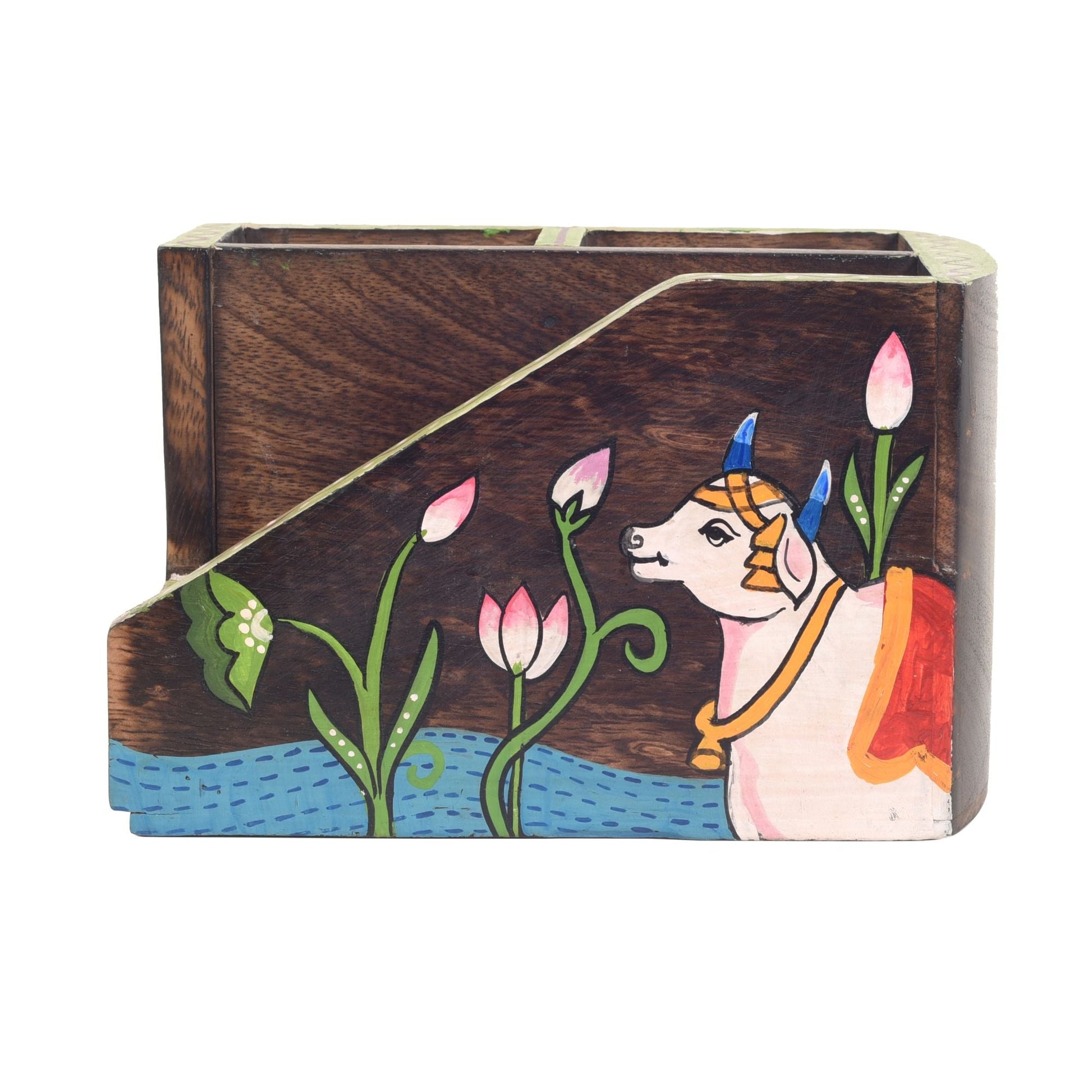 Brown - Pichhwai Dhenu Cutlery Storage Stand