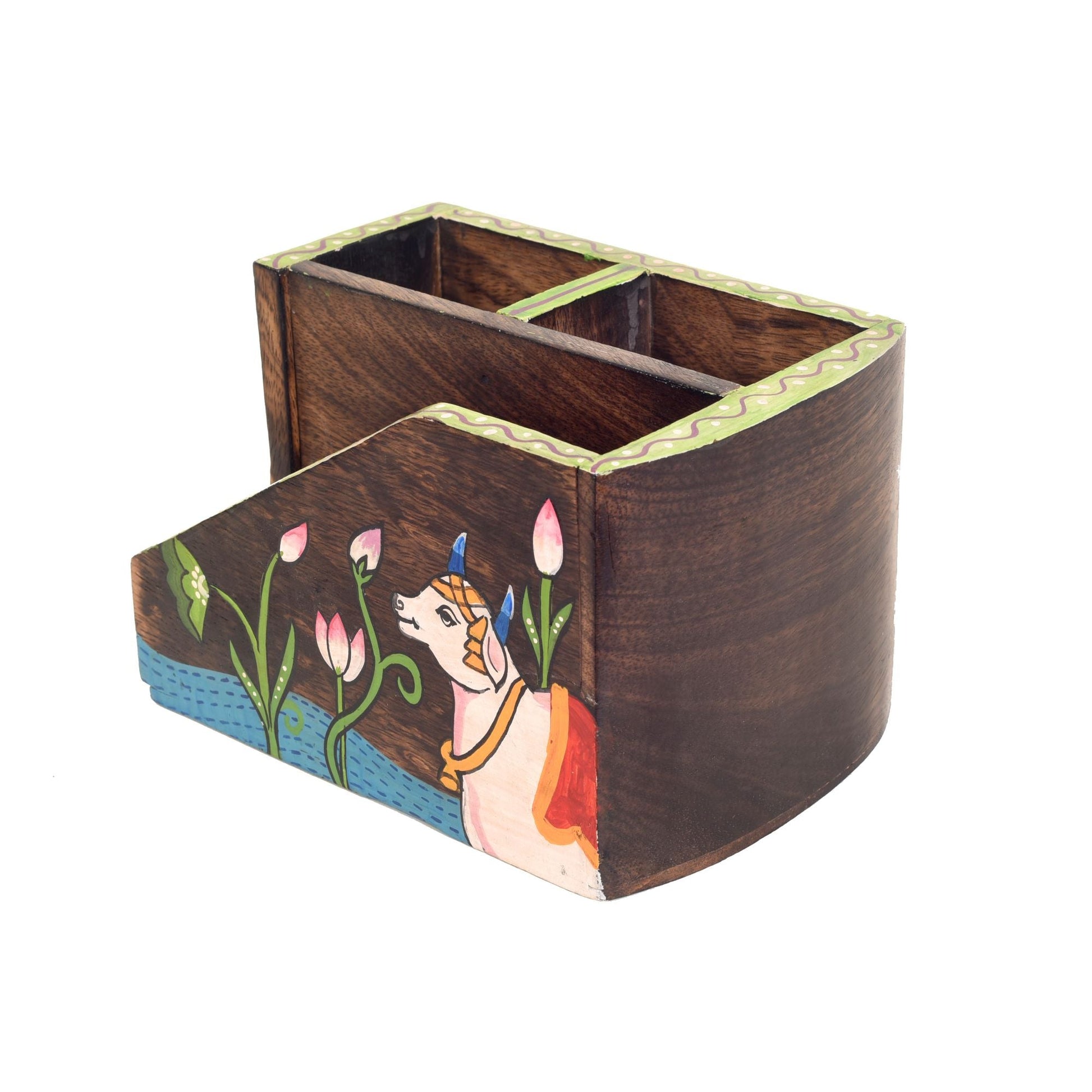 Brown - Pichhwai Dhenu Cutlery Storage Stand