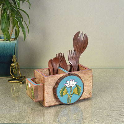 Beige - Pichhwai Iteeha Cutlery Holder Box