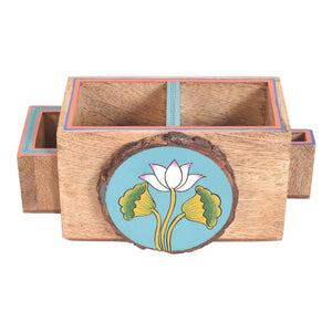 Beige - Pichhwai Iteeha Cutlery Holder Box