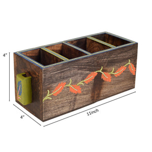 Brown - Autumn Leaf Cutlery Stand Handcrafted in Wood