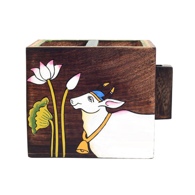 Brown - Pichhwai Leela Cutlery Holder
