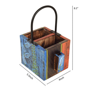 'Leaf of Nature' Cutlery Holder Handcrafted in Mango Wood