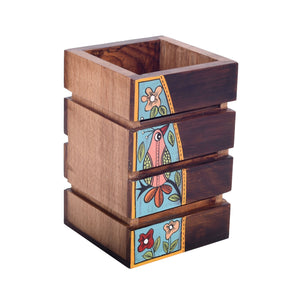Brown - Artistic Flair Wooden Spoons Holder (3.5x3.5x5)