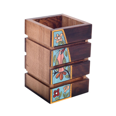 Brown - Artistic Flair Wooden Spoons Holder (3.5x3.5x5)
