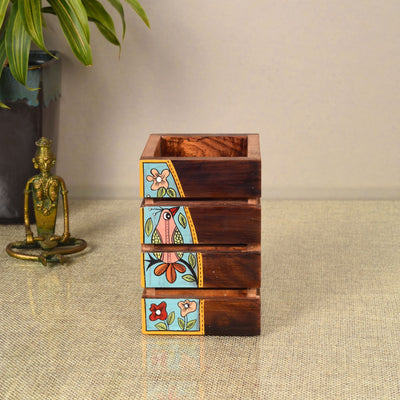 Brown - Artistic Flair Wooden Spoons Holder (3.5x3.5x5)