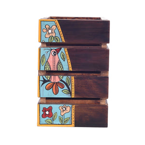 Brown - Artistic Flair Wooden Spoons Holder (3.5x3.5x5)