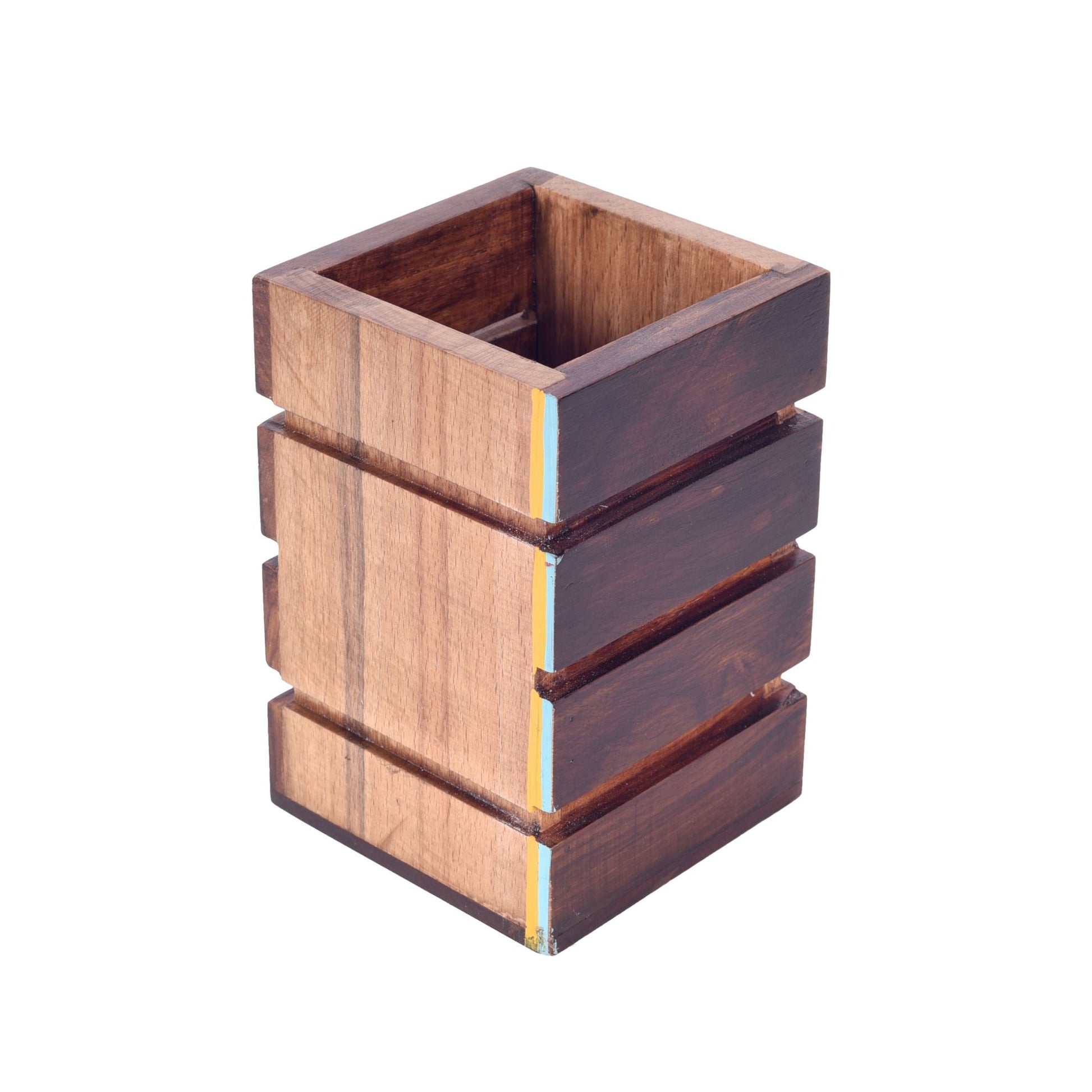 Brown - Artistic Flair Wooden Spoons Holder (3.5x3.5x5)