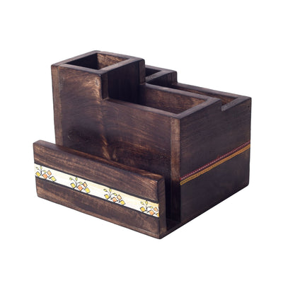 Brown - Flowers Of Life Cutlery Holder Box (6x6x5)