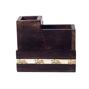 Brown - Flowers Of Life Cutlery Holder Box (6x6x5)
