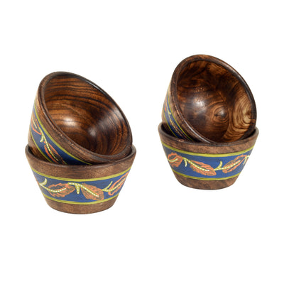 Brown - Hand-painted Wooden Autumn Leaf Bowls-Set of 4