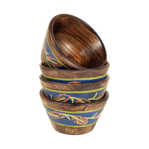 Brown - Hand-painted Wooden Autumn Leaf Bowls-Set of 4