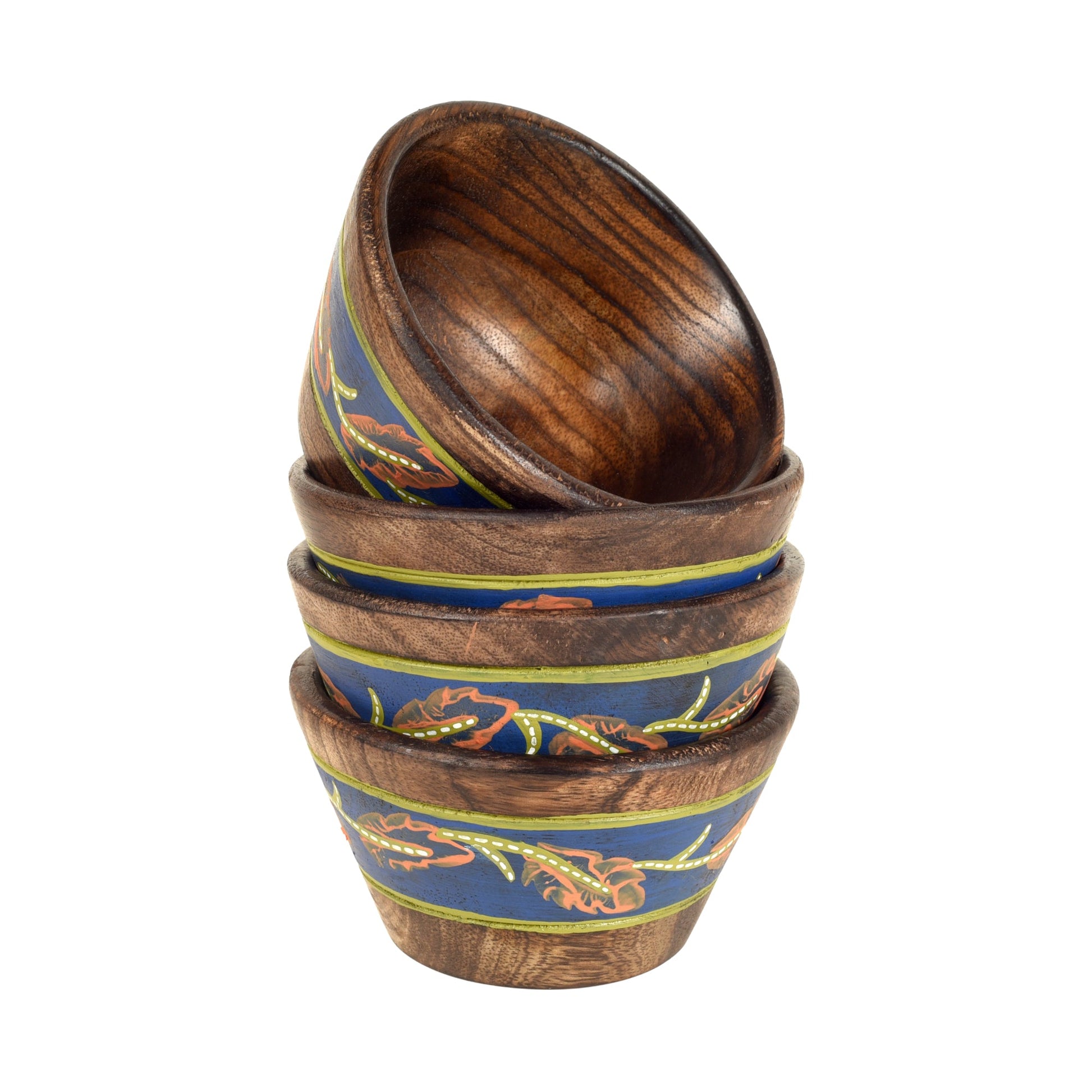 Brown - Hand-painted Wooden Autumn Leaf Bowls-Set of 4