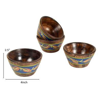 Brown - Hand-painted Wooden Autumn Leaf Bowls-Set of 4