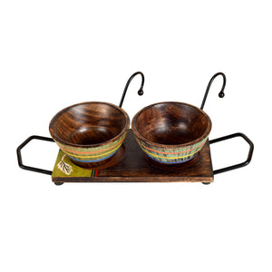 Brown - Hook-ed Snack Bowls So2 with rectangular Tray (small) (13.5x4.5x4.5)
