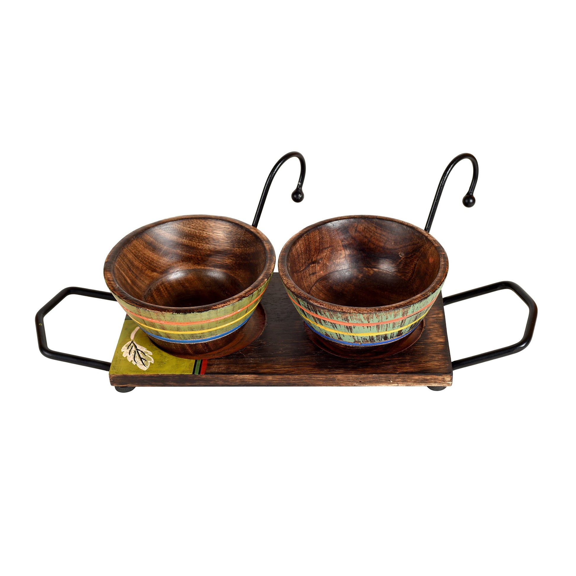 Brown - Hook-ed Snack Bowls So2 with rectangular Tray (small) (13.5x4.5x4.5)
