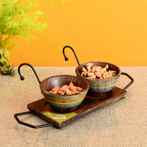 Brown - Hook-ed Snack Bowls So2 with rectangular Tray (small) (13.5x4.5x4.5)