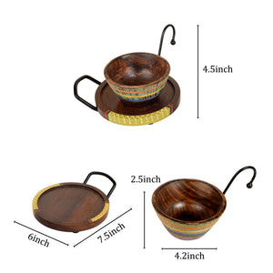 Brown - Hook-ed Snack Bowls with round Tray-Two Set (large) (7.5x6x4.5/7.5x6x4.5)