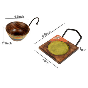 Brown - Hook-ed Snack Bowl with Square Tray Two Sets (6.5x4x4.5/6.5x4x4.5)