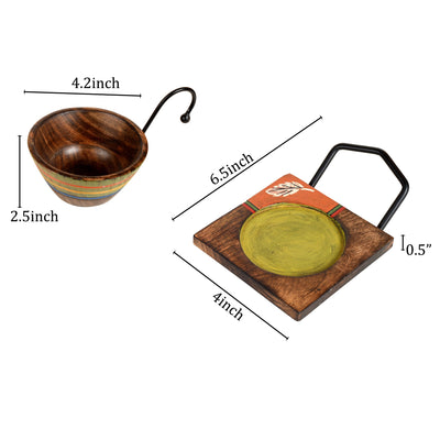Brown - Hook-ed Snack Bowl with Square Tray Two Sets (6.5x4x4.5/6.5x4x4.5)