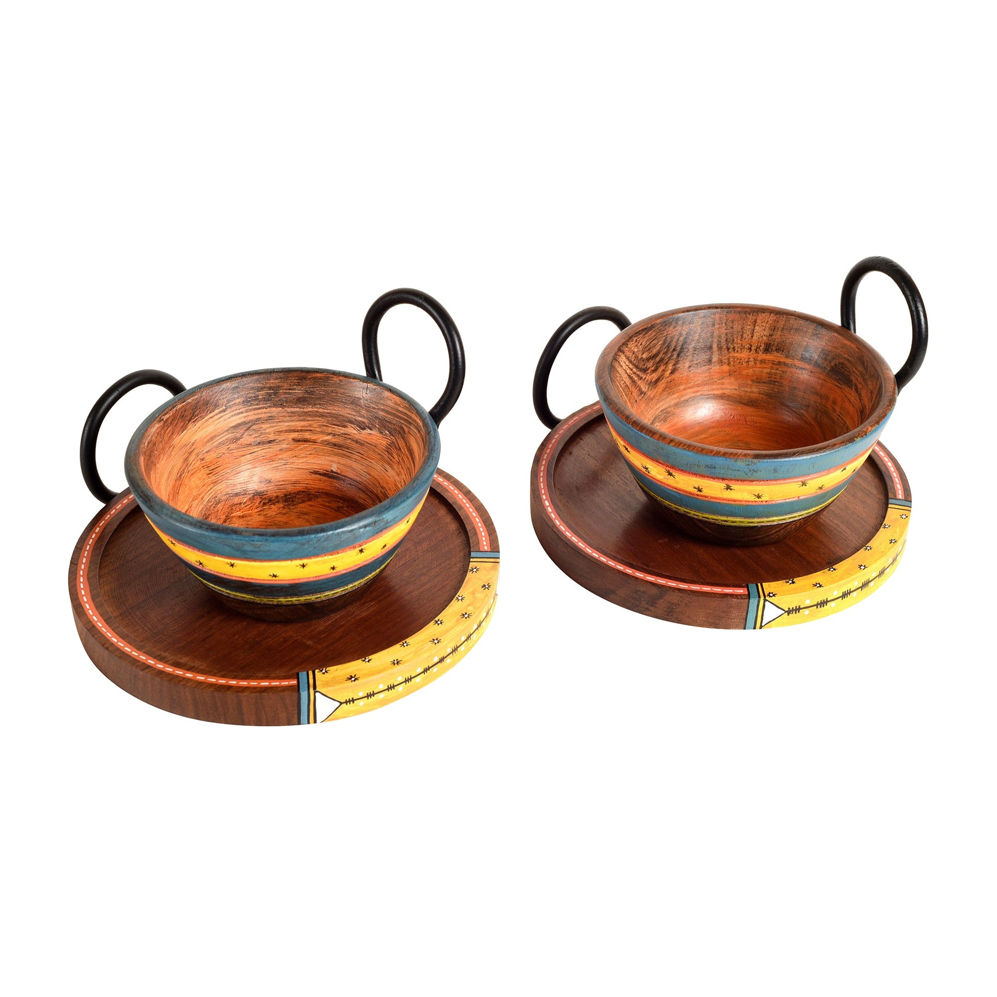 Brown - Ringo Snack Bowls with round Tray-Two Set (large) (6x6x2.5/4x4x3.5)