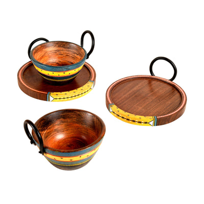 Brown - Ringo Snack Bowls with round Tray-Two Set (large) (6x6x2.5/4x4x3.5)
