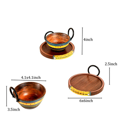 Brown - Ringo Snack Bowls with round Tray-Two Set (large) (6x6x2.5/4x4x3.5)