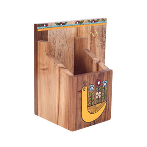 Birds Of Paradise Wooden Pen Stand (7x4.5x7
