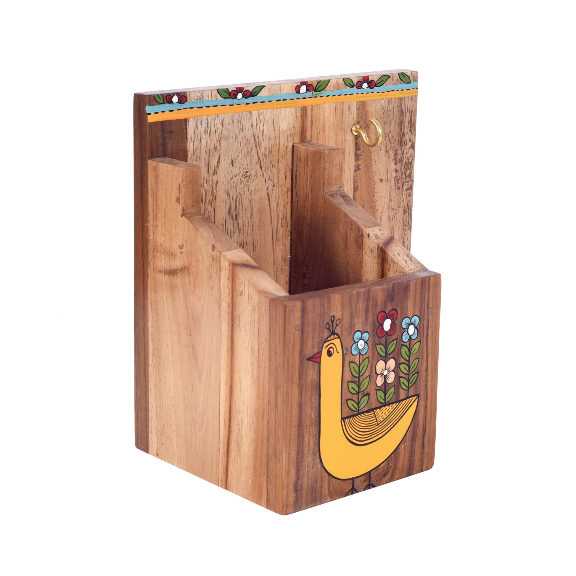 Birds Of Paradise Wooden Pen Stand (7x4.5x7