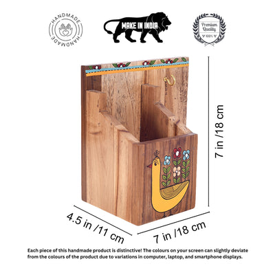 Birds Of Paradise Wooden Pen Stand (7x4.5x7